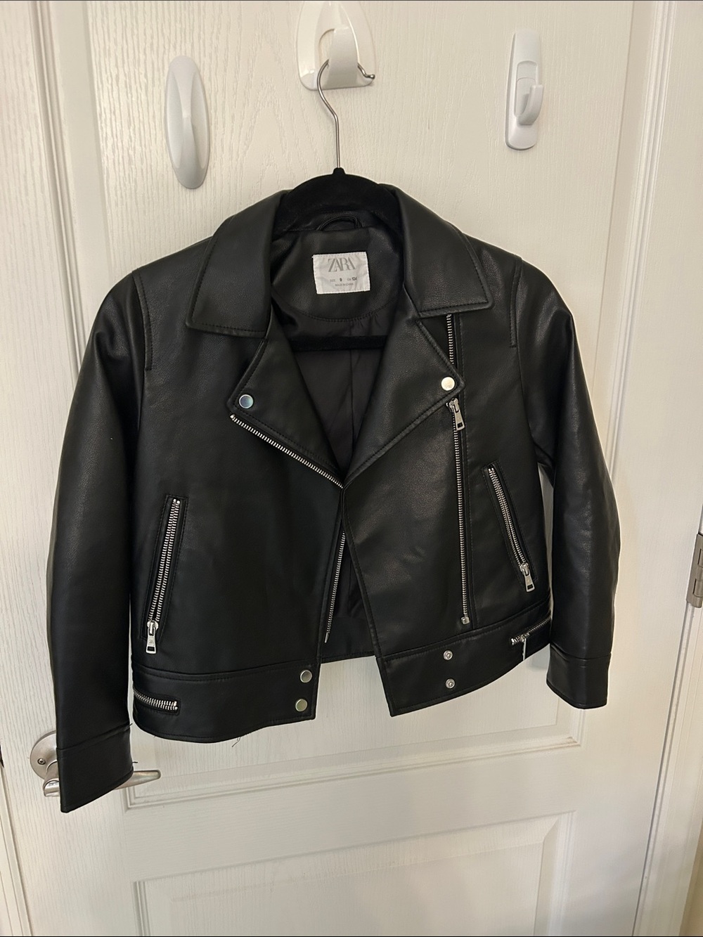 Zara kids faux leather moto jacket size 9